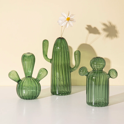 Bobble Cactus Shaped Glass Hydroponics Plant Vase
