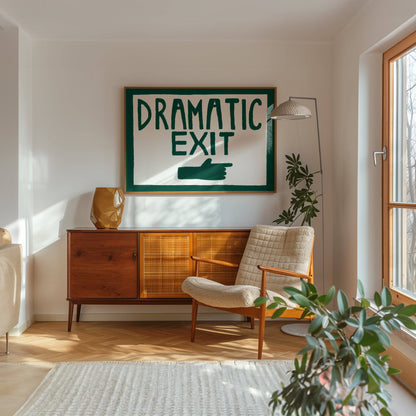 Dramatic Exit Hand Painted Print A3