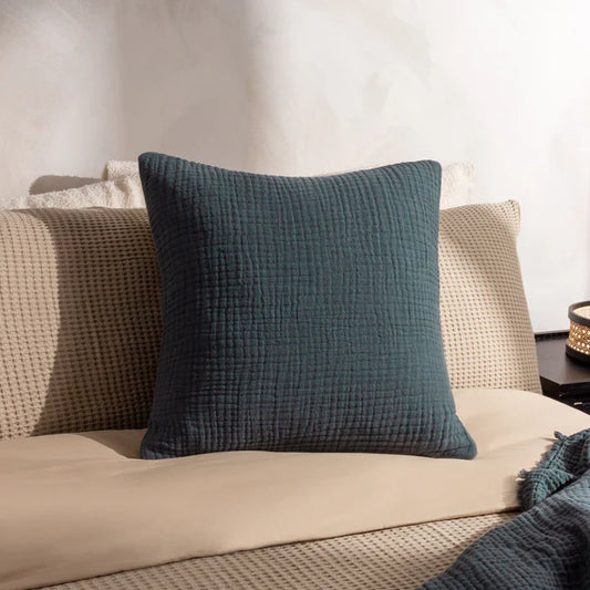 Yard Lark Muslin Crinkle Cotton Cushion Dusk 45x45 Feather Filled