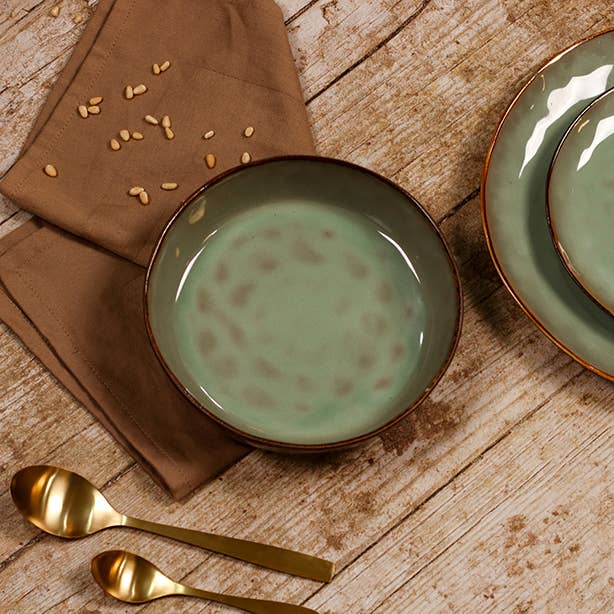 BARBADES 20cm green stoneware cup plate