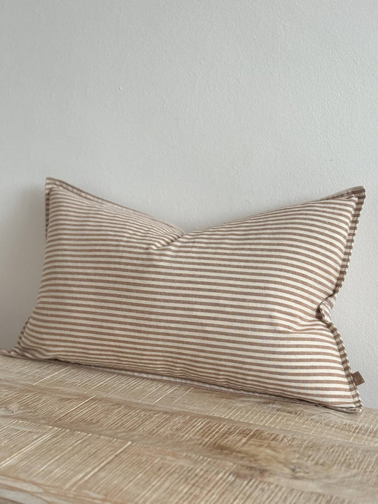 Darcy Cotton Cushion Cover 50x30 – Brown Stripe