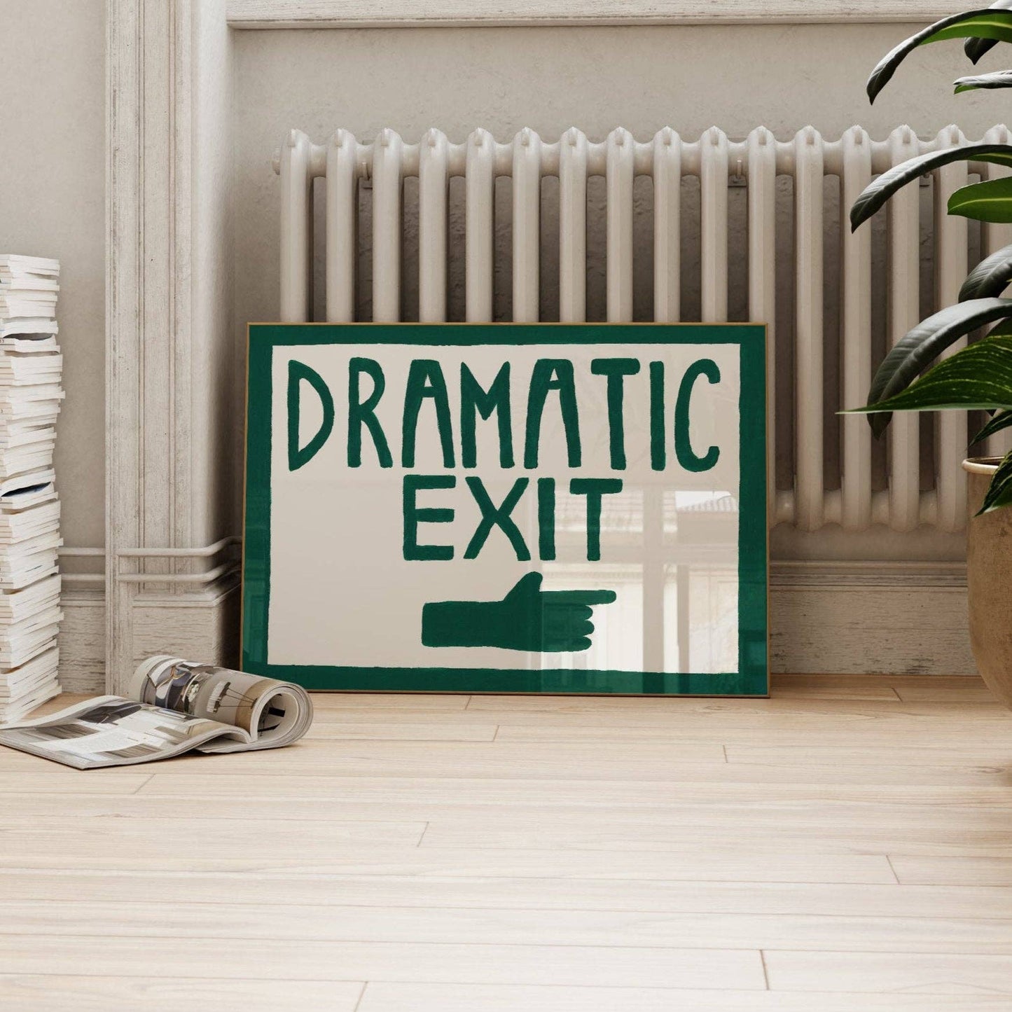 Dramatic Exit Hand Painted Print A3