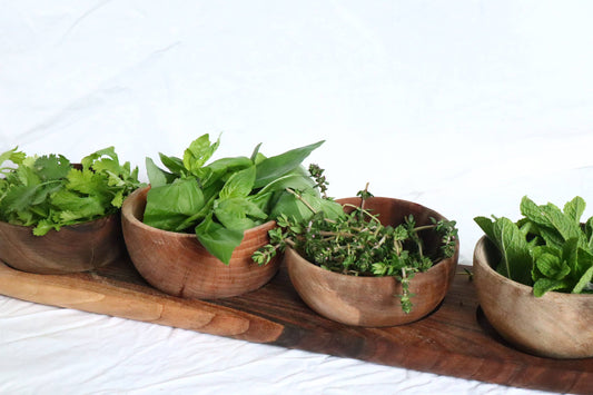 Wooden Walnut Board Serving with 4 Wooden Bowls