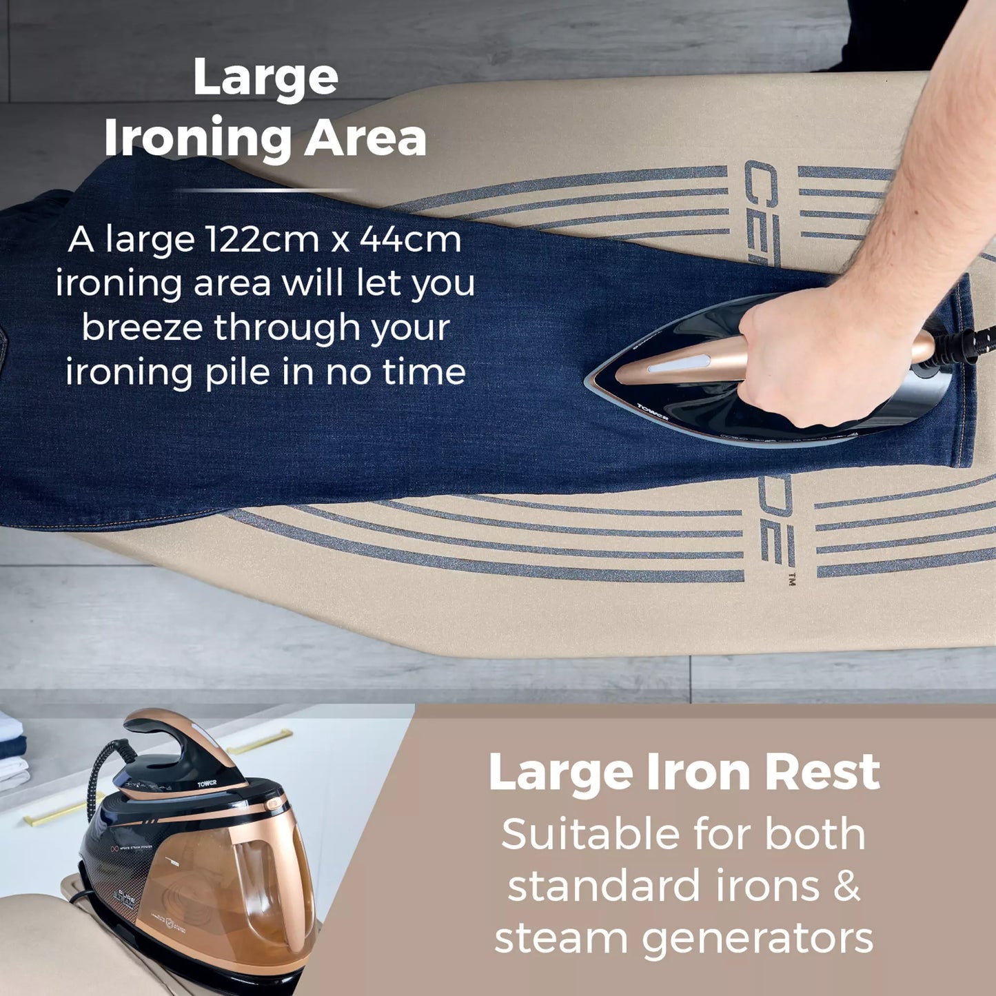 Tower Oversize Ironing Board - Ceraglide Pro Latte