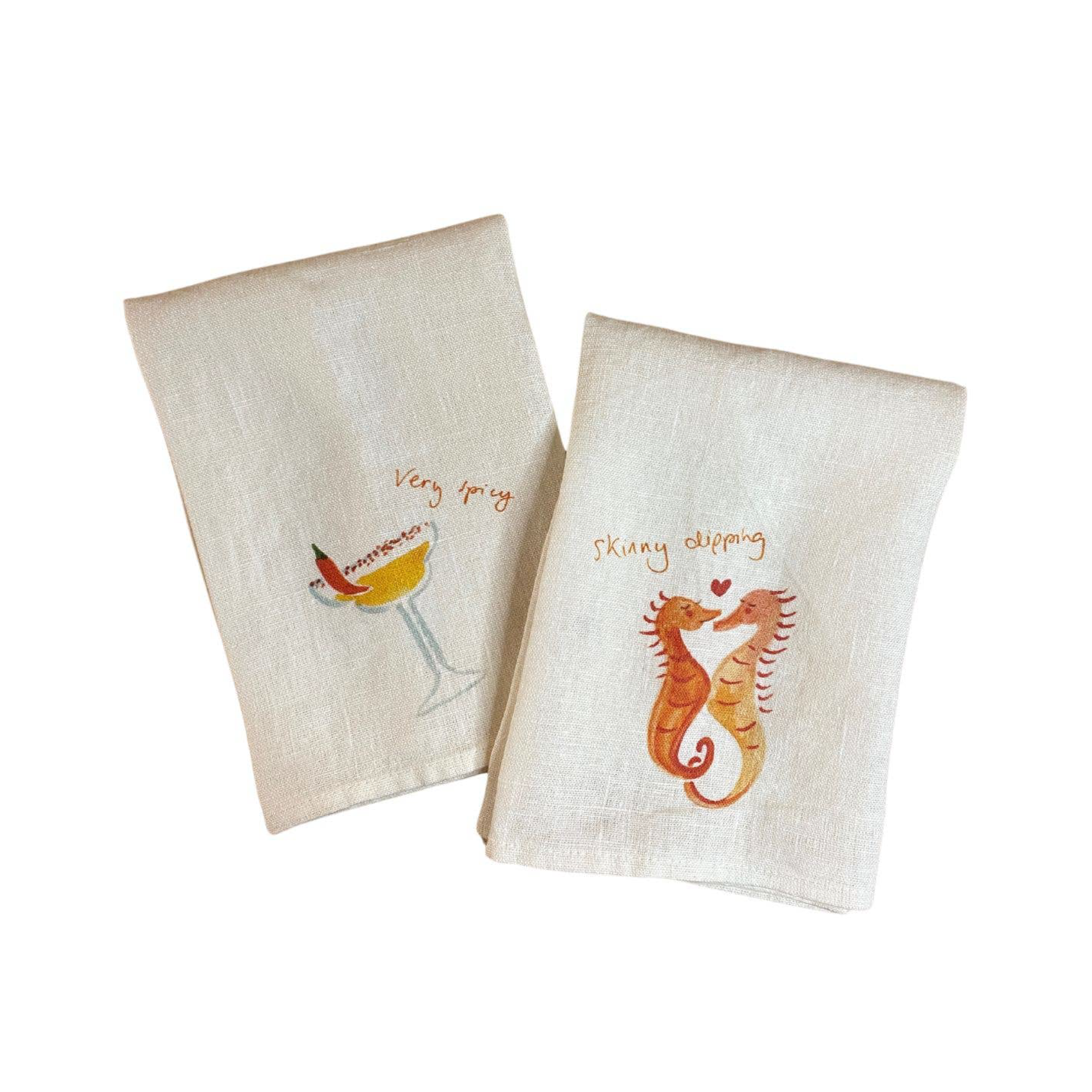 Skinny Dipping & Spicy Margs - Linen Napkin Set of 2