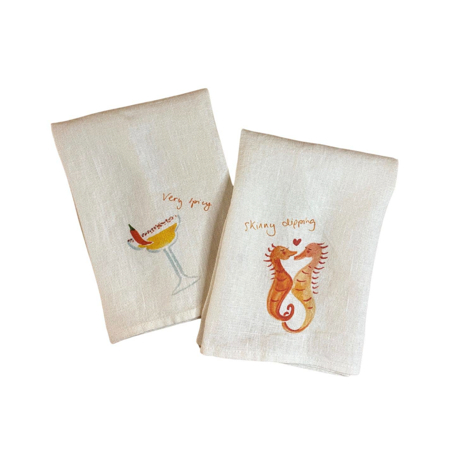 Skinny Dipping & Spicy Margs - Linen Napkin Set of 2