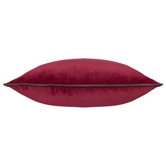Meridian Velvet Cushion Cranberry/Mocha
