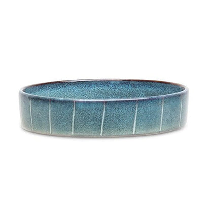 Scruffs Pinstripe Reactive Glaze Pet Saucer - 13cm Grey