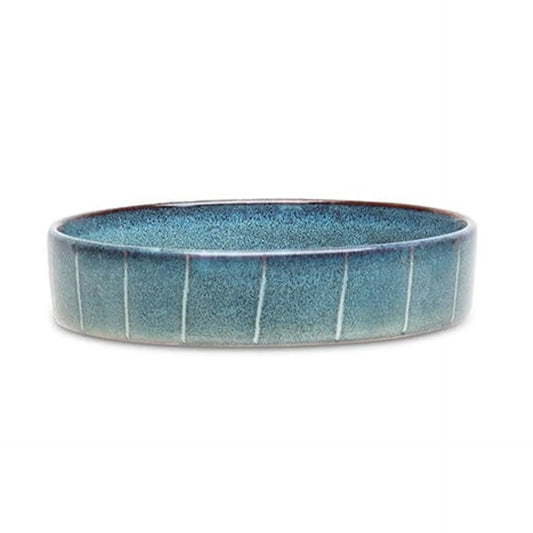 Scruffs Pinstripe Reactive Glaze Pet Saucer - 13cm Grey