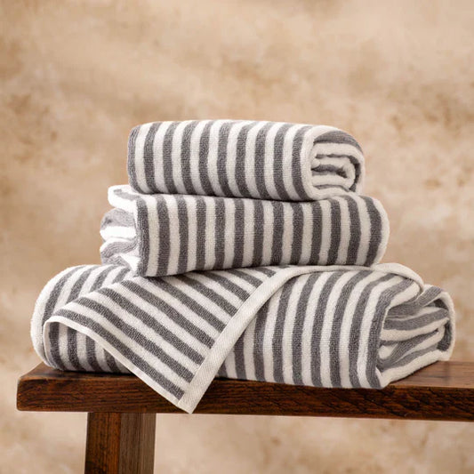 Hebden Striped Cotton Bath Sheet Grey