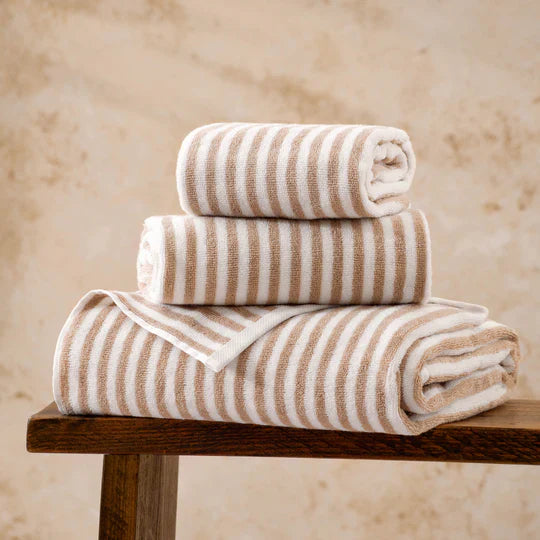 Hebden Striped Cotton Hand Towel Natural