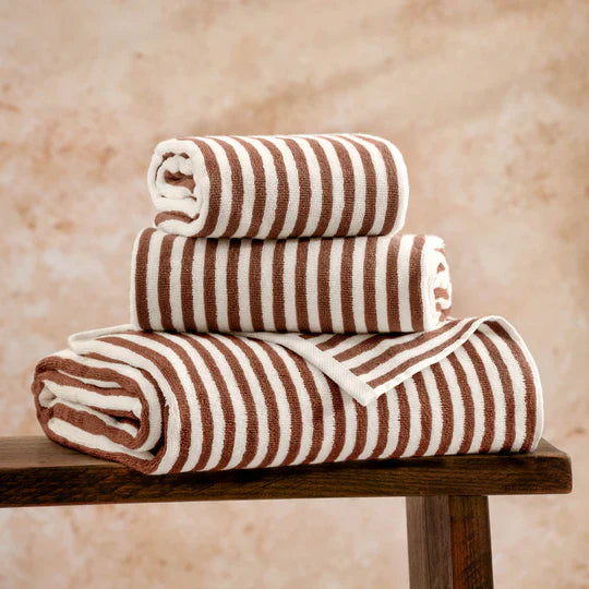 Hebden Striped Cotton Bath Towel Pecan