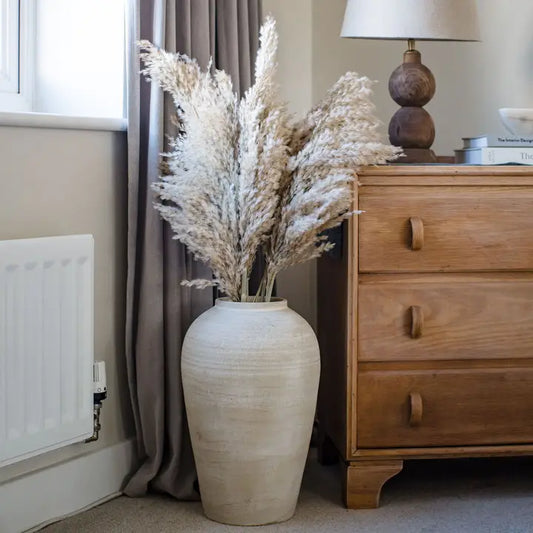 Large Terracotta Decorative Vase - Off White