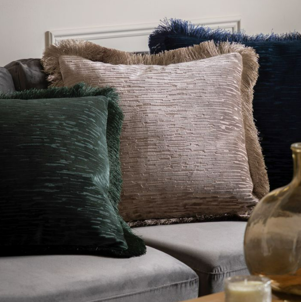 Cut Velvet Fringe Cushion